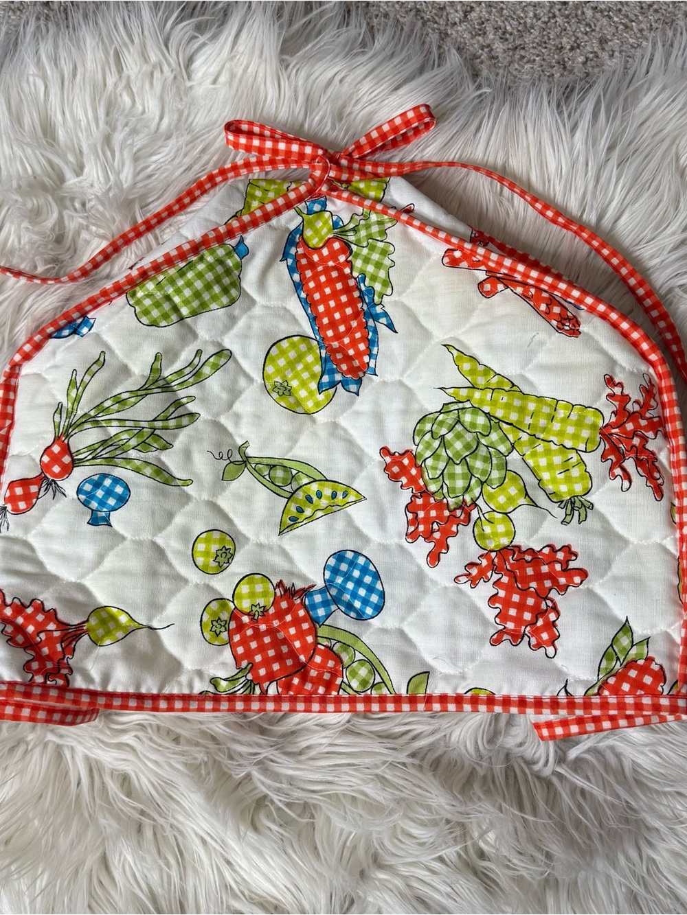 Vintage Toaster Cover Quilted Gingham Vegetables